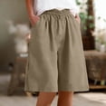 thumbnail image 7 of Fnooota Womens Bermuda Shorts, Knee Length Summer Casual Elastic Waist Cotton Linen Shorts Beige Size S, 7 of 7