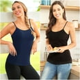 thumbnail image 4 of Charmo Women's Cami Adjustable Spaghetti Strap Built in Bra Tank Tops 2 Pack, 4 of 7