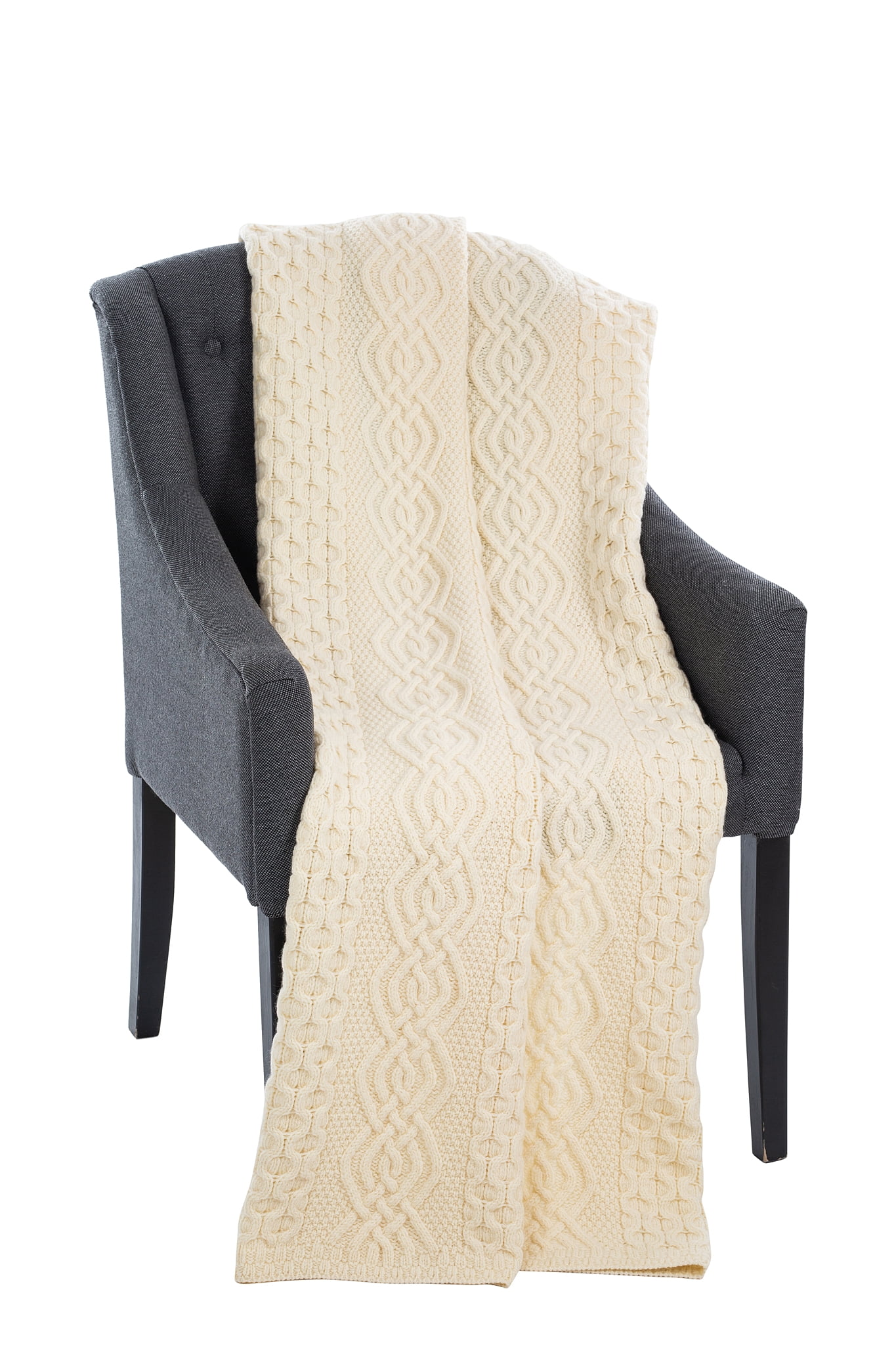 SAOL 100 Merino Wool Aran Throw Blanket 60 x 40 inches