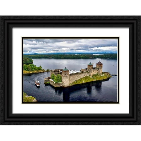 Molinari, Michele 24x17 Black Ornate Wood Framed with Double Matting Museum Art Print Titled - Finlandia-Savonlinna-Savonlinna castle