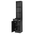 thumbnail image 3 of IVV Freestanding Tall Storage Cabinet with 1 Door, 1 Drawer & 3 Open Shelves – Black MDF Floor Cabinet for Bathroom & Home – 13.38"L x 12.29"W x 70.79"H, 3 of 7