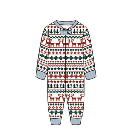 

Bullpiano Christmas PJ s with Deer Reindeer Printed Long Sleeve Tee and Bottom Loungewear Family One-piece Pajamas Sets