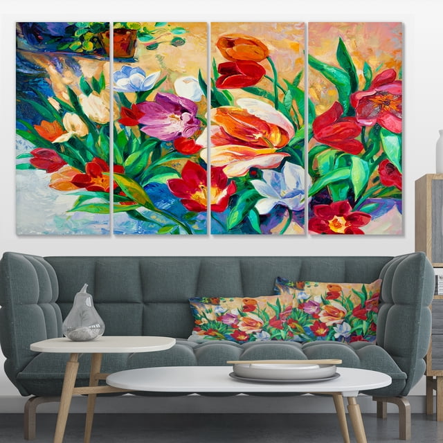 Bouquet de Fleurs Colorées - Grande Toile Murale Florale
