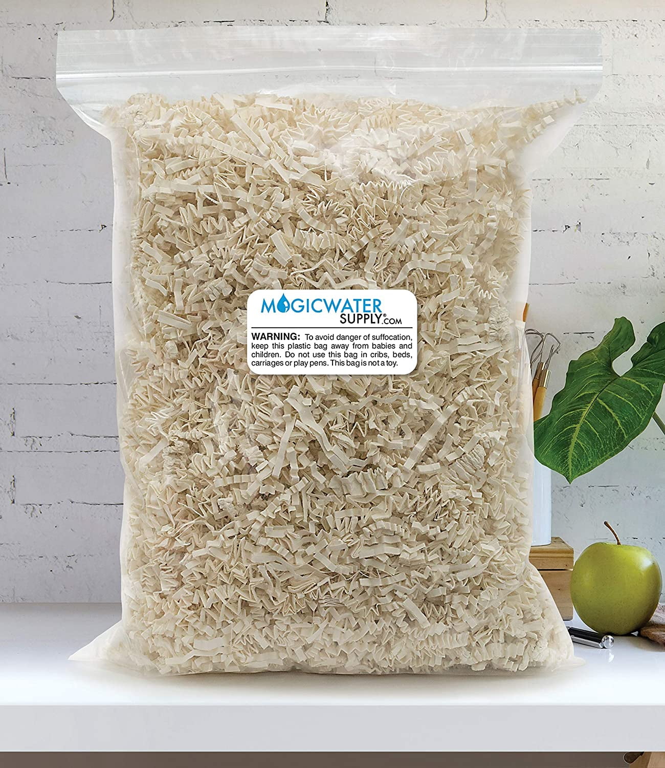 Crinkle Cut Paper Shred Filler (2 LB) for Gift Wrapping & Basket Filling - Light Ivory| MagicWater Supply
