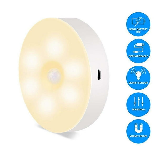 Applique murale rechargeable avec détecteur de mouvement, veilleuse LED magnétique, portable, alimentée par piles, pour escalier, chambre à coucher, salon, marron foncé, éclairage blanc chaud