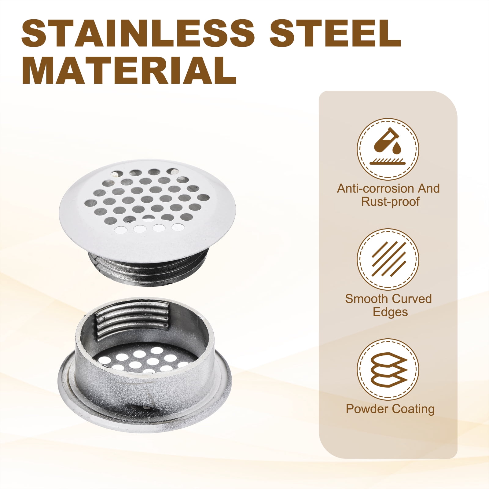 Uxcell 20pcs Circular Air Vents 1.4" (35mm) Stainless Steel Soffit Honeycomb Design Vent Louver Round Mesh Hole Dual Panel Louver for Kitchen Bathroom Shoe Cabinet Wardrobe, White