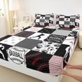 thumbnail image 3 of Homewish Baseball Gamer Twin Sheet Sets 3pcs for Kids Teens Adults,Sport Game Twin Fitted Sheet Microfiber,Black Red Plaid Breathable Flat Sheet,Breathable Home Decor, 3 of 7