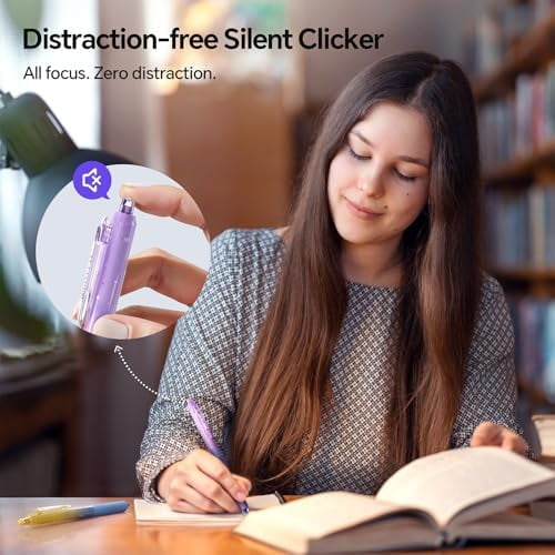 Gel Pens Bold Point: 1.0mm Black Ink Retractable 4ct Smooth Writing with Aesthetic Gradient Color Barrel for Journaling Note Taking Silent Click No Smear Nebula Pen Set