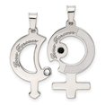thumbnail image 4 of Sterling Silver with Cubic Zirconia Male and Female Breakapart Symbols Pendant, 4 of 4