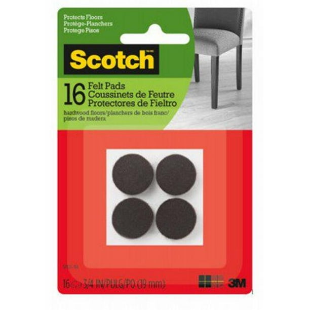 3M 236649 0.75 in. Scotch Brown Round Felt Pads 16 Count