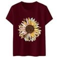 thumbnail image 4 of Vetement Femme ete 2025 Womens Fashionable Sunflower Printed Round Neck Short Sleeved Sports Casual T Shirt Short Sleeve T Shirt Women Shirts Comfy Women Sleeve Running Shirts Compression Woman XL, 4 of 5