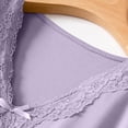 thumbnail image 3 of Maplenight Women's Nightgowns Cotton Solid Short Sleeve V-Neck Sleep Dress with Shelf Bra Support Knee Length Soft Lace Trim Sleepwear, 3 of 7
