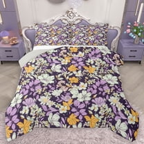 Homewish Countryside Flower Bedding Comforter Set,Rustic Botanical Floral Twin Comforter Sets,Purple Orange Beige Bedding Set For Girls Teens,Ultra Soft Home Decor Reversible,2 Pieces