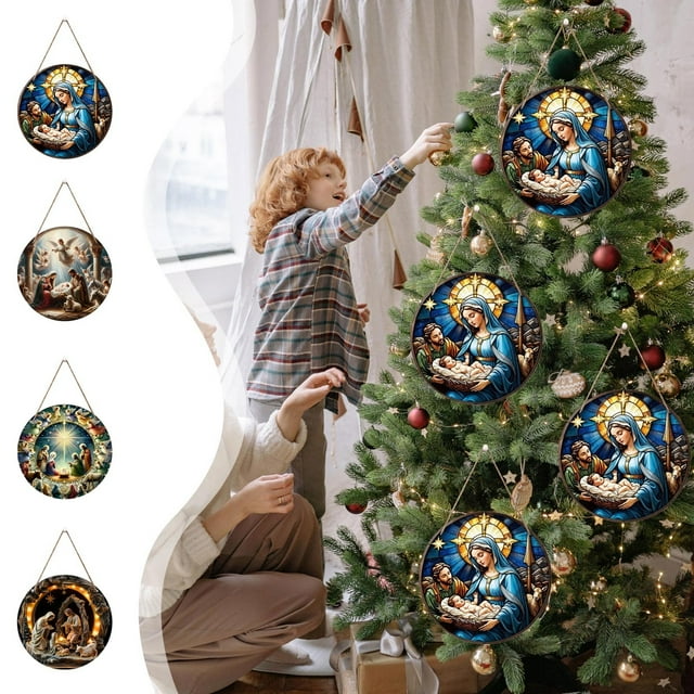 Adornos de Nacimiento de 20 X 15 Cm | Regalos Religiosos | Decoración para El Árbol de Navidad | Adorno de Madera Multicolor