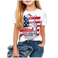 thumbnail image 4 of Ugoldhm Girls' Casual Patriotic American Flag Print Tee Crew Neck Regular Shoulder Soft T-Shirt for Ages 3-14, 4th of July Wear, 4 of 5