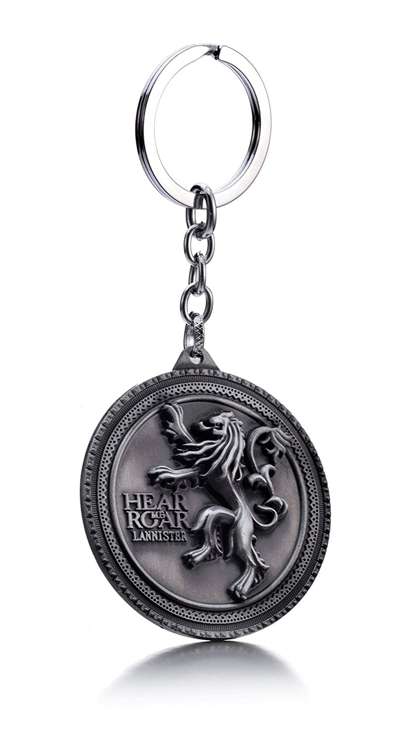 HBO Game of Thrones House Stark Head 3D Metal Keyring Keychain Silver Color NEW 