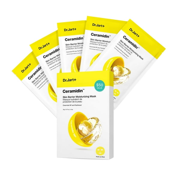 Dr.Jart+ Ceramidin⢠Skin Barrier Moisturizing Face Mask | Sheet Mask | Korean Skin Care, 5 Pack