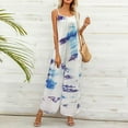 thumbnail image 4 of Womens Summer Sleeveless Jumpsuits Ruched Camis Rompers Casual Loose Trendy Printing Wide Leg Cropped Pants Playsuits, 4 of 7
