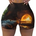 thumbnail image 2 of Balery Cozy Tree Hole Cabin Pantalones cortos de entrenamiento estampados para mujer, sin costuras, ajustados, para gimnasio, yoga, correr, deportes, ejercicio activo, fitness.-Large, 2 of 8