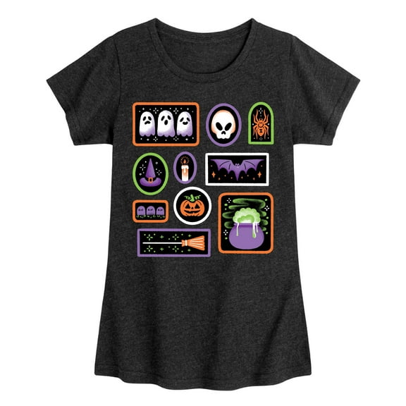 Instant Message - Halloween Frames -Youth Girls Short Sleeve T-Shirt
