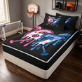 thumbnail image 3 of Manfei Cartoon Baseball Zipper Twin Comforter Sets with Fitted Sheet and 2 Pillowcases, 67 Sport Zipper Bedding Set, Black Pink Blue, 3 of 7