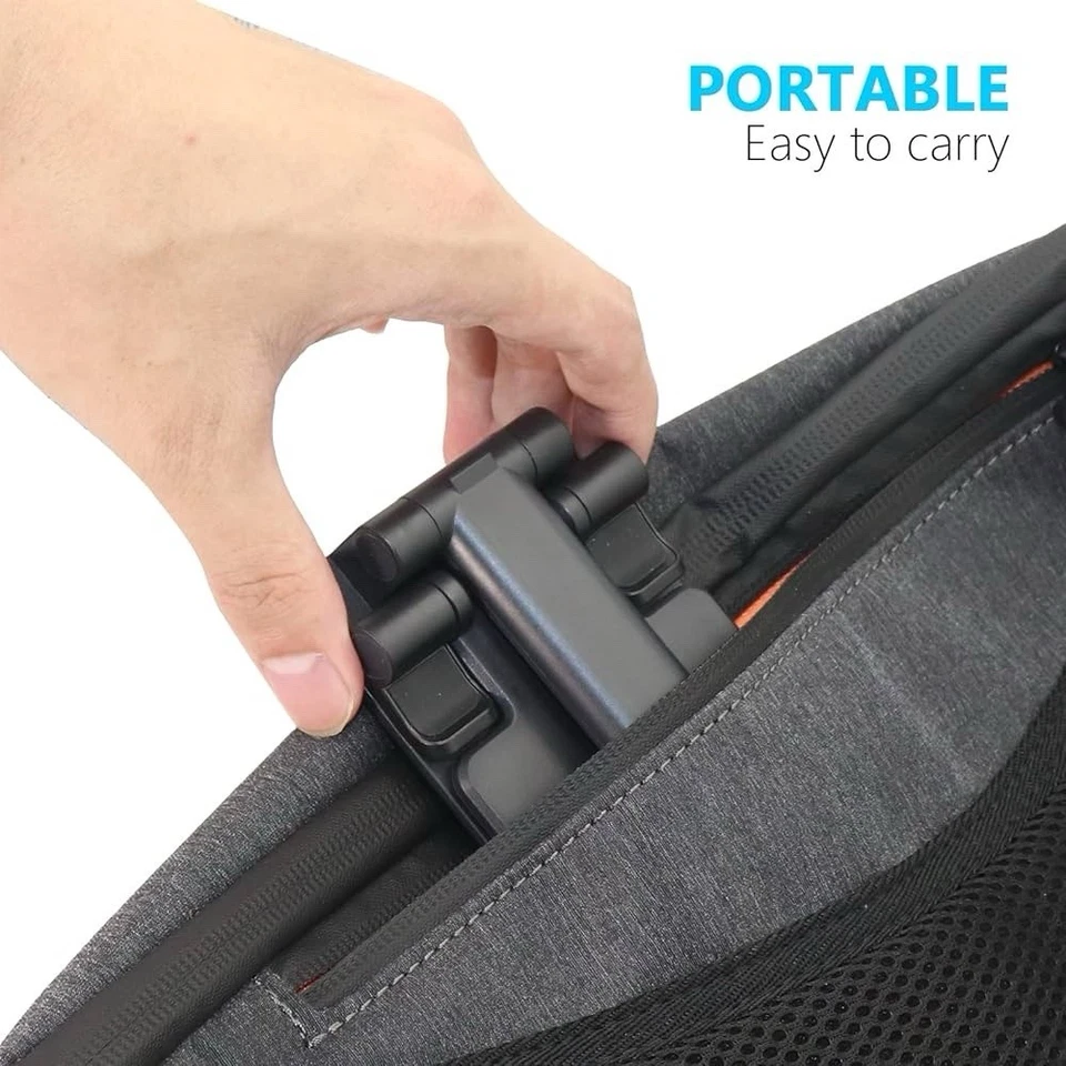 Folding Phone Stand – Adjustable Height & Angle, Fits 4–10” Phones/Tablets