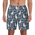 thumbnail image 2 of Picia Cute Rabbit Floral pattern Mens Swim Trunks with Compression Liner Stretch Beach Shorts Quick Dry with Zipper Pockets No-Chafing Board Shorts-Large, 2 of 9