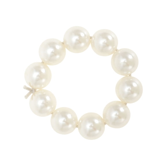 Unique Bargains 1 Pc Elegant 10 Pearls Hair Elastic Band Beige