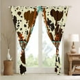 thumbnail image 4 of Cowhide Blackout Curtains Western Curtains,Brown Highland Cow Print Curtains & Drapes Exotic Aztec Diamond Farm Animals Bull Cattle Skin Room Decor Cowboys Gifts for Women, 4 of 6