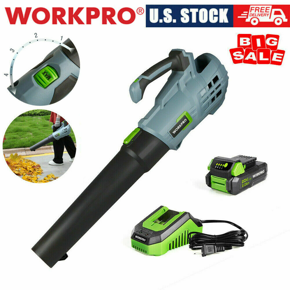 WORKPRO 20V Cordless Battery Powered Leaf Blower For Garden
