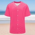 thumbnail image 3 of TKLPEHG Short Sleeve Shirts for Women Button Down Baseball Jersey T-Shirt Casual Solid Color Short Sleeve Top Hot Pink,S, 3 of 8