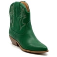 thumbnail image 4 of Soda Women Cowgirl Cowboy Western Stitched Ankle Boots Pointed Toe Short Booties RIGGING-S Green 8, 4 of 4