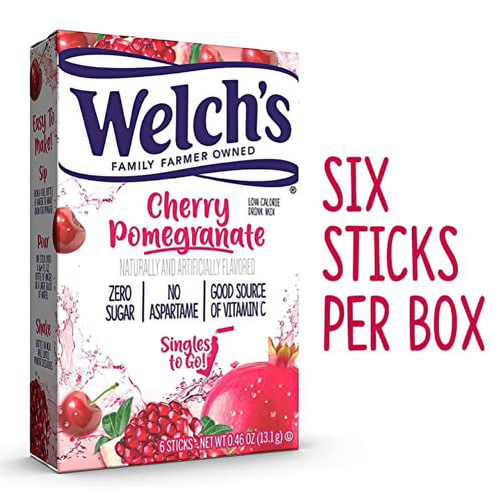Welch's Singles To Go Water Drink Mix - Cherry Pomegranate Powder Stick Packets (12 Boxes with 6 Packets Each - 72 Total Servings)