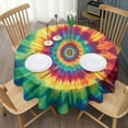 thumbnail image 3 of Colorful Rainbow Tie Dye Spiral Pattern Round Tablecloth 60"x60",Wrinkle Wipeable Table Cloth for Kitchen Dining Room Picnic Patio Party, 3 of 6