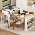 thumbnail image 1 of Table à Manger Multifonctionnelle Extensible sur Roulettes avec Prise de Courant, Tiroirs et Rangement – Îlot de Cuisine et Buffet 3-en-1, 1 of 19