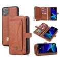 thumbnail image 1 of iPhone 11 Pro 5.8 Case, Allytech Multi-Function PU Leather Zipper Cards Holders Money Pocket Detachable Magnetic Back Cover Wireless Charger Folio Flip Stand Cover for Apple iPhone 11 Pro 5.8, Brown, 1 of 10