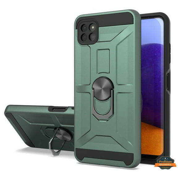 For Boost Mobile Celero 5G Hybrid Ring Stand [360° Rotatable Ring Holder Magnetic Kickstand] Armor Shockproof Rubber Hard Phone Case Cover by Xpression [Green]