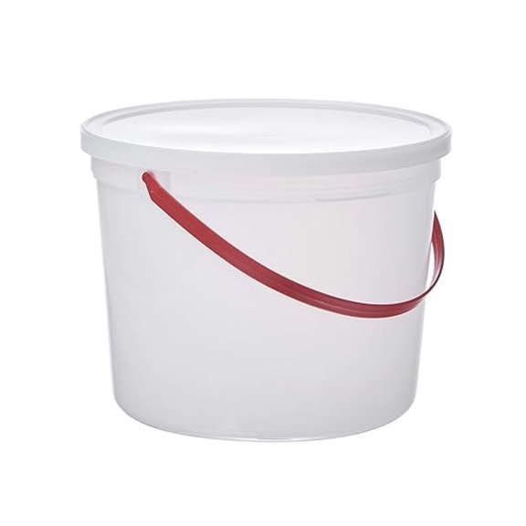 5 Quart Pails with Handles - 10 Pack HDPE Buckets - Natural Plastic Pails with Lids - Food Grade, Dishwasher Safe - Industrial & Home Use