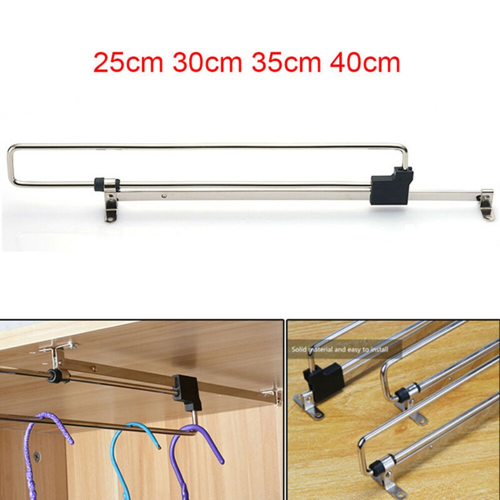 Tringle De Placard Réglable Sans Perçage - Support 50 Kg - Longueur 0,7 à 3,7 M - Acier Inoxydable Noir
