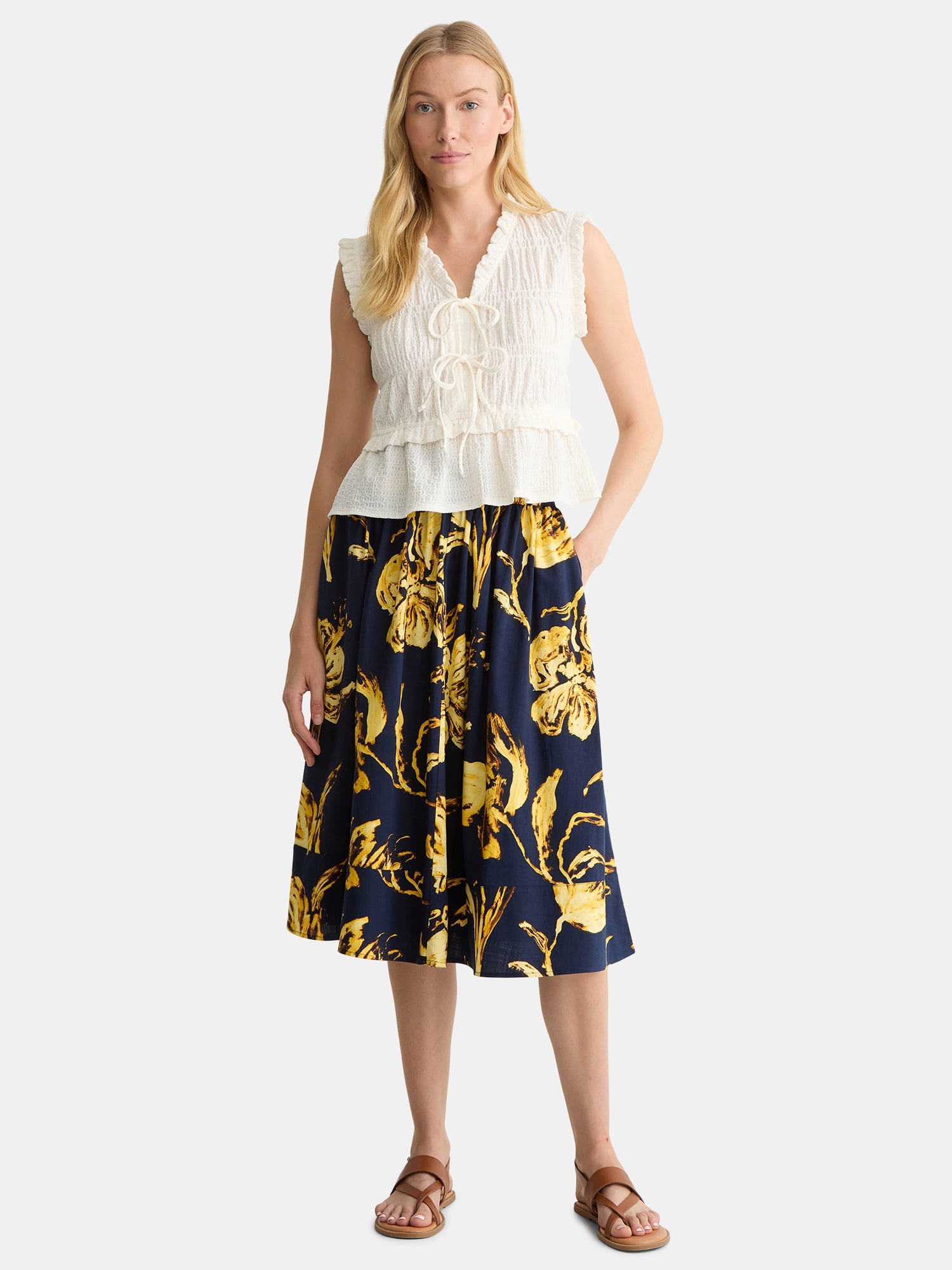 Time and Tru Women's Tiered Pull-On Skirt, Sizes XS-4X