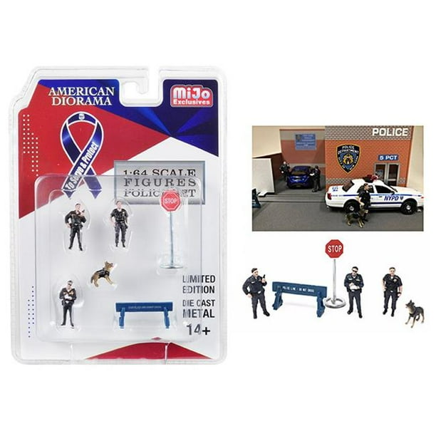 American Diorama 38402 Police 3 Figurines Moulées sous Pression Ensemble - 6 Pièces