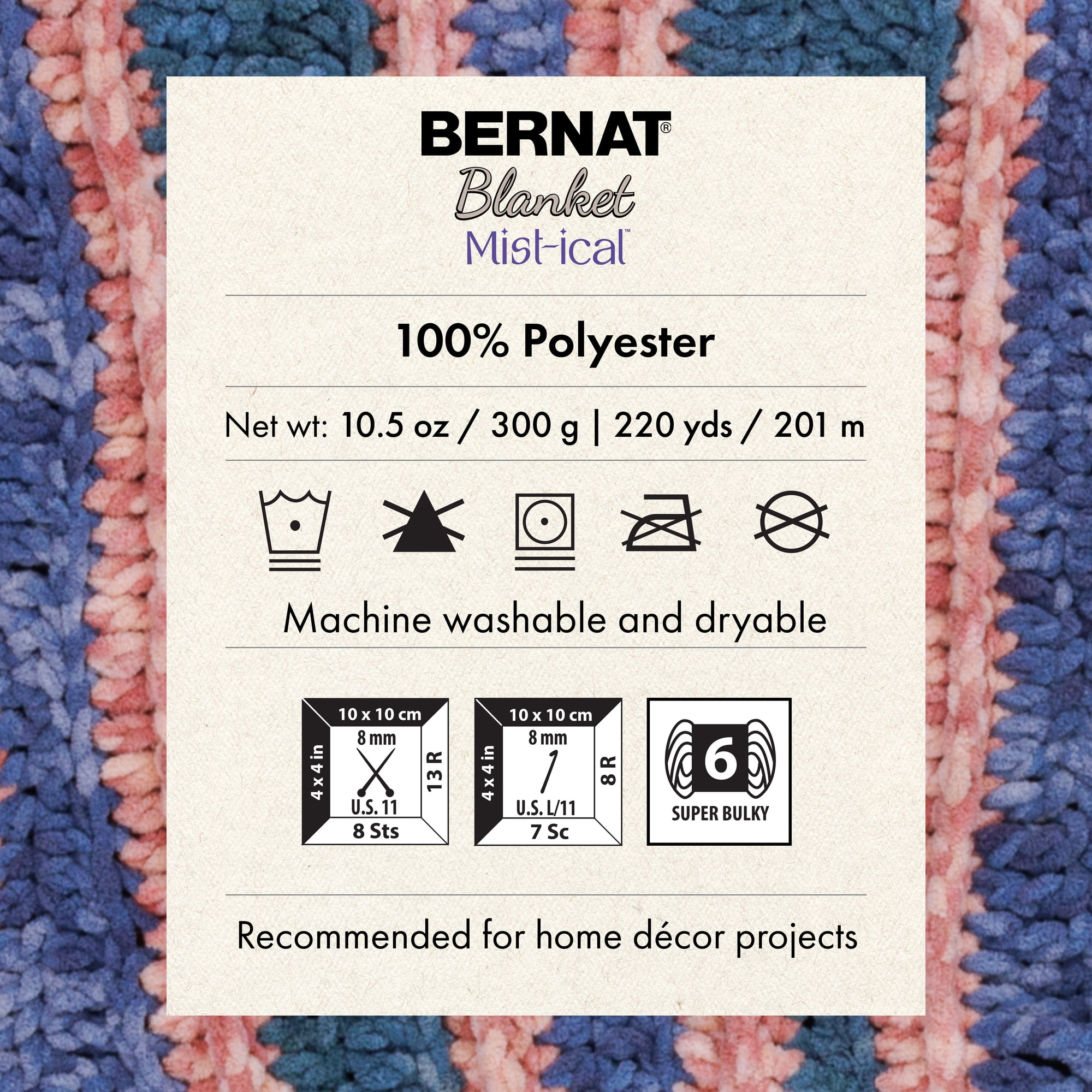 Bernat® Blanket Mist-ical™ #6 Super Bulky Polyester Yarn, Phlox 10.5oz/300g 220 Yards