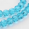 thumbnail image 3 of Transparent Glass Bead Strands Imitate Austrian Crystal Faceted(32 Facets) Round Sky Blue 4mm Hole: 1mm about 87~93pcs/strand 32~33cm, 3 of 3