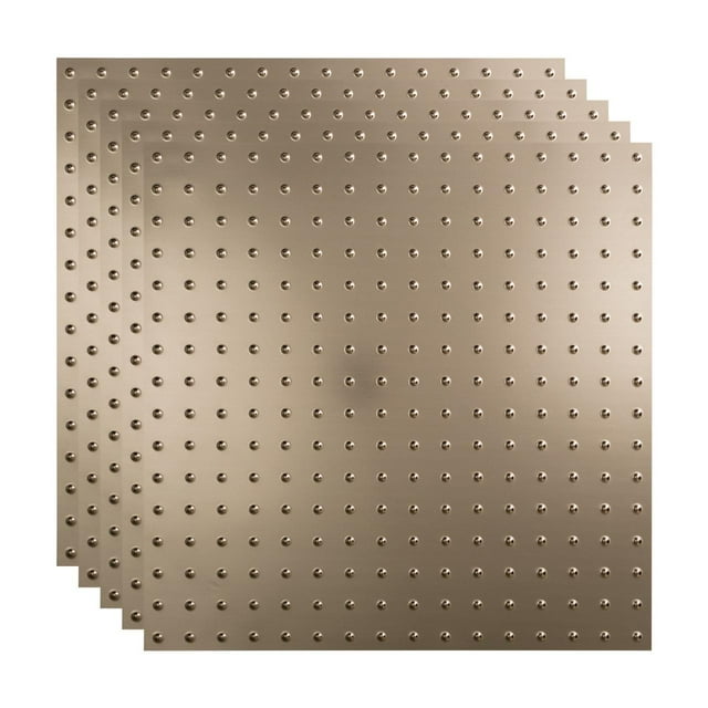 FASÄDE Miniquattro Decorative Vinyl 2ft x 2ft Lay in Ceiling Panel in Brushed Nickel(5 Pack)