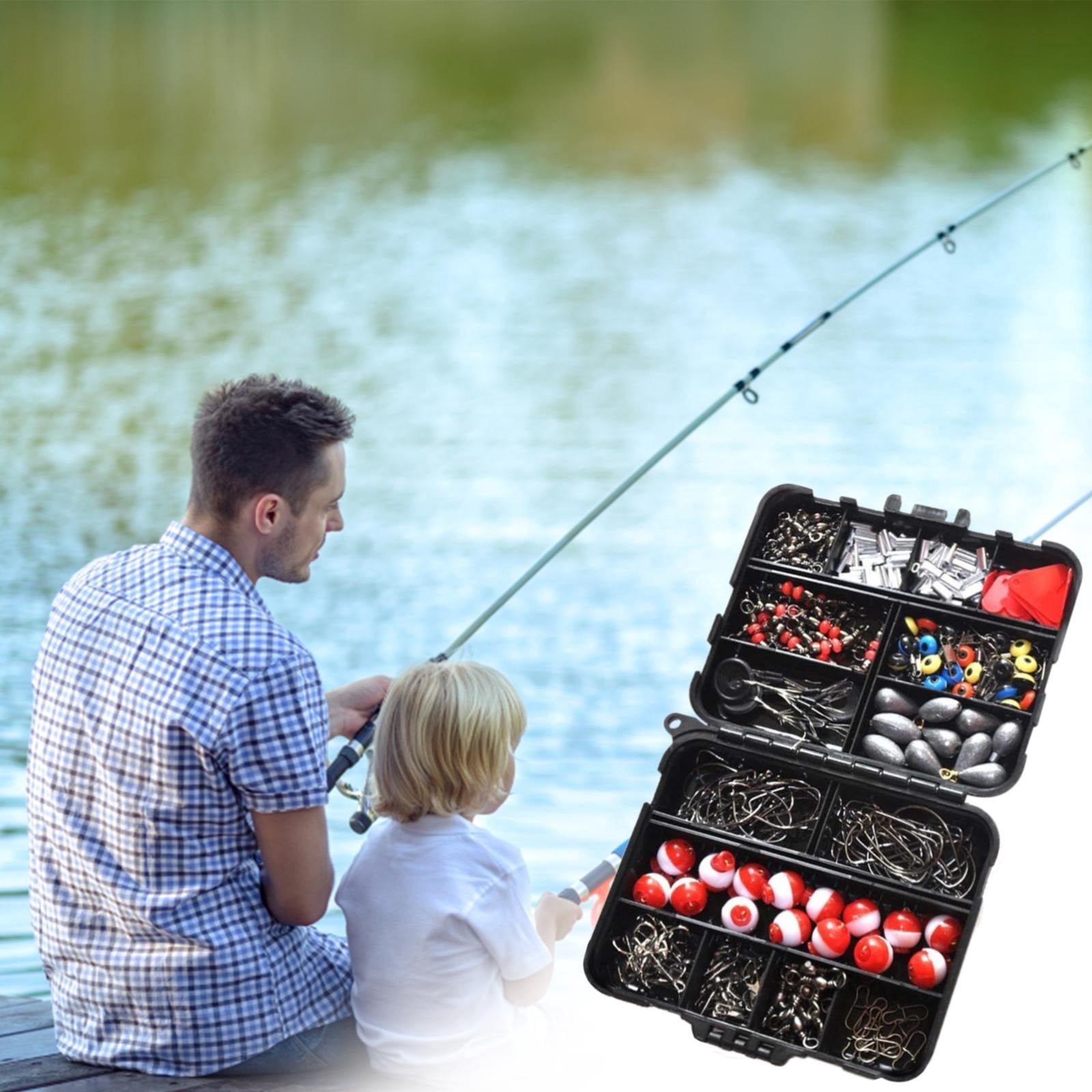BESTSKY 2026 New 264Pcs Fishing Accessories Set with Tackle Box Including Plier Hooks Weight Swivels Snaps Slides Ice Sleds Large Clam Sea Bass Rigs,For Lake,River,Pond,Freshwater,Saltwater Fishing