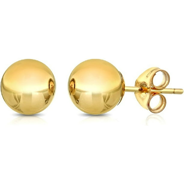 PORI JEWELERS - 14K Solid Gold Ball Stud Earrings - Walmart.com ...