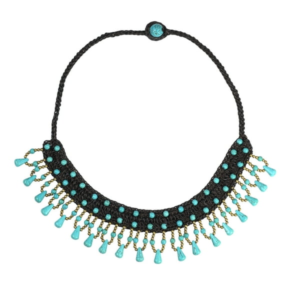 Mesmerizing Tribal Blue Turquoise Brass Bib Necklace