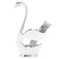 thumbnail image 2 of Juego de cucharas de postre para café, estilo europeo, elegante soporte para cucharas de fruta con forma de cisne, vajilla decorativa plateada, 2 of 12