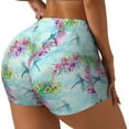 thumbnail image 2 of Sigee Dragonfly Floral Print Women's High Waist Workout Shorts - Squat Proof, Tummy Control, Yoga and Gym Activewear-, 2 of 9