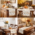 thumbnail image 4 of White Pumpkins Fall Table Runner - 90 Inch Long Thanksgiving Botanical Leaves Cotton and Linen Blended Dress Scarves Farmhouse Table Runner for Kitchen Dining, Coffee Table, 13" x 90", 4 of 8